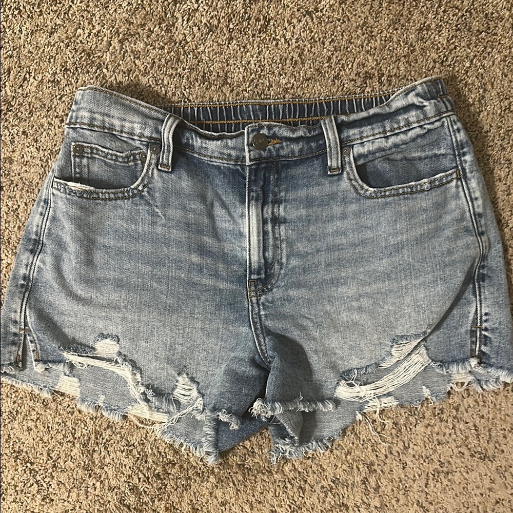 Aerie Blue Jean Shorts Distressed Casual